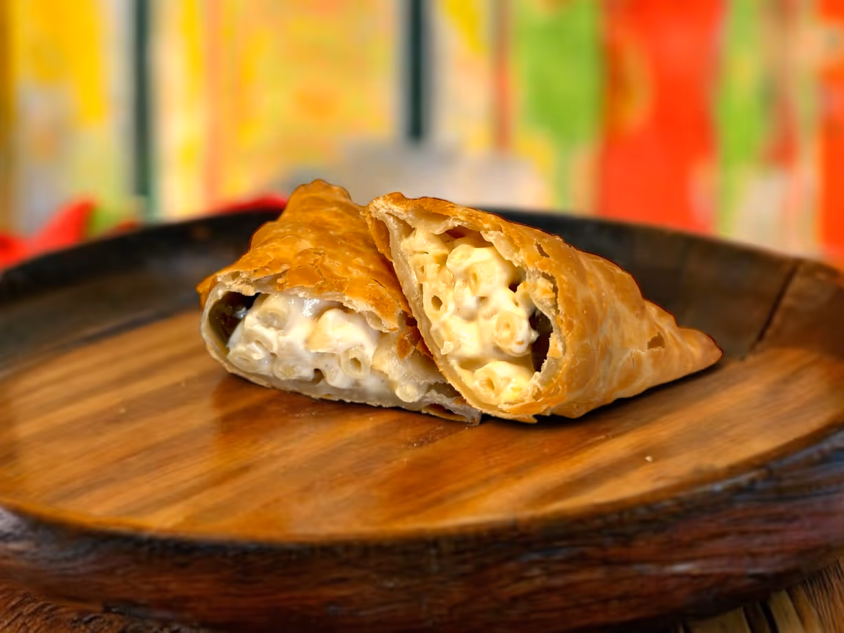Mac & Cheese Empanadas (2 pcs) at Blowin' Smoke BBQ @ Prime Time Butcher in WOODBURY, NY 11797 | YourMenu Online Ordering Mac & Cheese Empanadas (2 pcs) at Blowin' Smoke BBQ @ Prime Time Butcher in WOODBURY, NY 11797 | YourMenu Online Ordering
