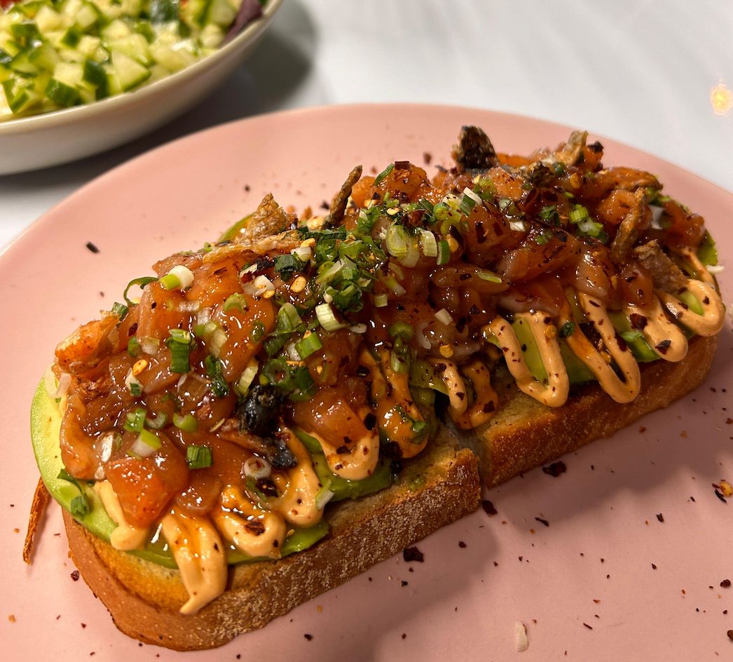 Salmon Tartare Toast at Gratefuel Cafe in FORT LAUDERDALE, FL 33308 | YourMenu Online Ordering