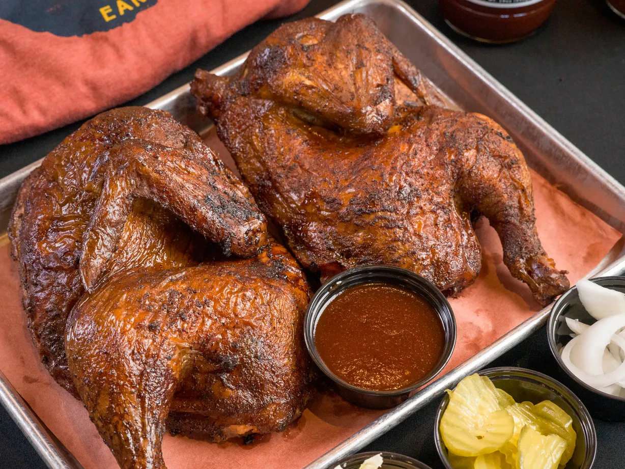 1/2 Smoked Chicken Plate (4 Pieces) at Earnest B's BBQ in Frisco, TX 75033 | YourMenu Online Ordering 1/2 Smoked Chicken Plate (4 Pieces) at Earnest B's BBQ in Frisco, TX 75033 | YourMenu Online Ordering
