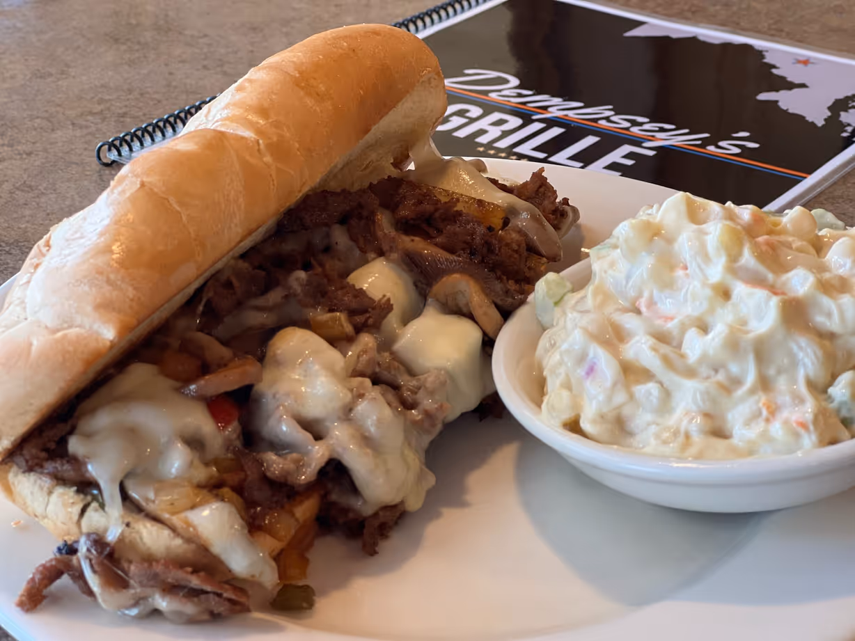 Philly Cheesesteak Sub with Fries at Dempsey's Grille in Middletown, MD 21769 | YourMenu® Online Ordering Philly Cheesesteak Sub with Fries at Dempsey's Grille in Middletown, MD 21769 | YourMenu® Online Ordering