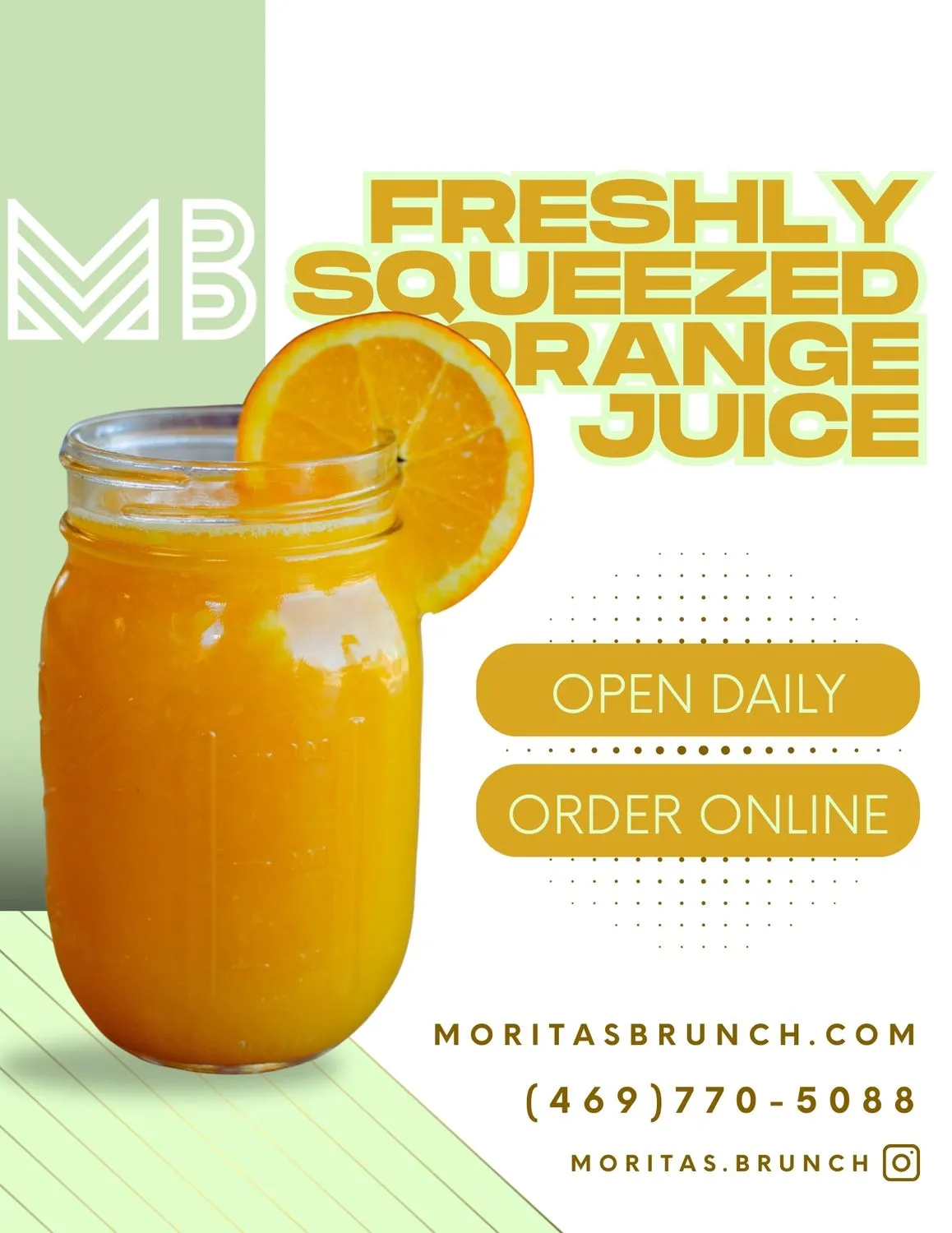 Fresh Orange Juice at Moritas Brunch in Kaufman, TX 75142-1962 | YourMenu Online Ordering