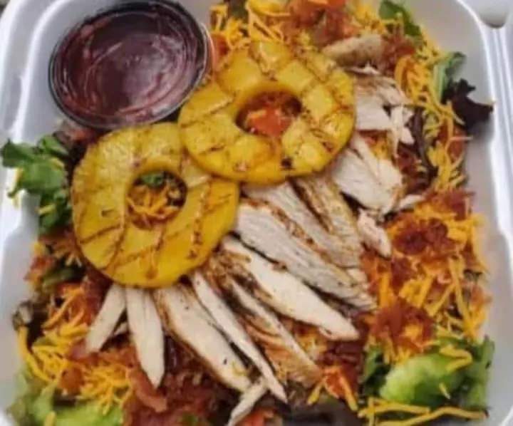 Grilled Pineapple Chicken Bacon Salad at Harper's Grill in Ford City, PA 16226 | YourMenu Online Ordering Grilled Pineapple Chicken Bacon Salad at Harper's Grill in Ford City, PA 16226 | YourMenu Online Ordering