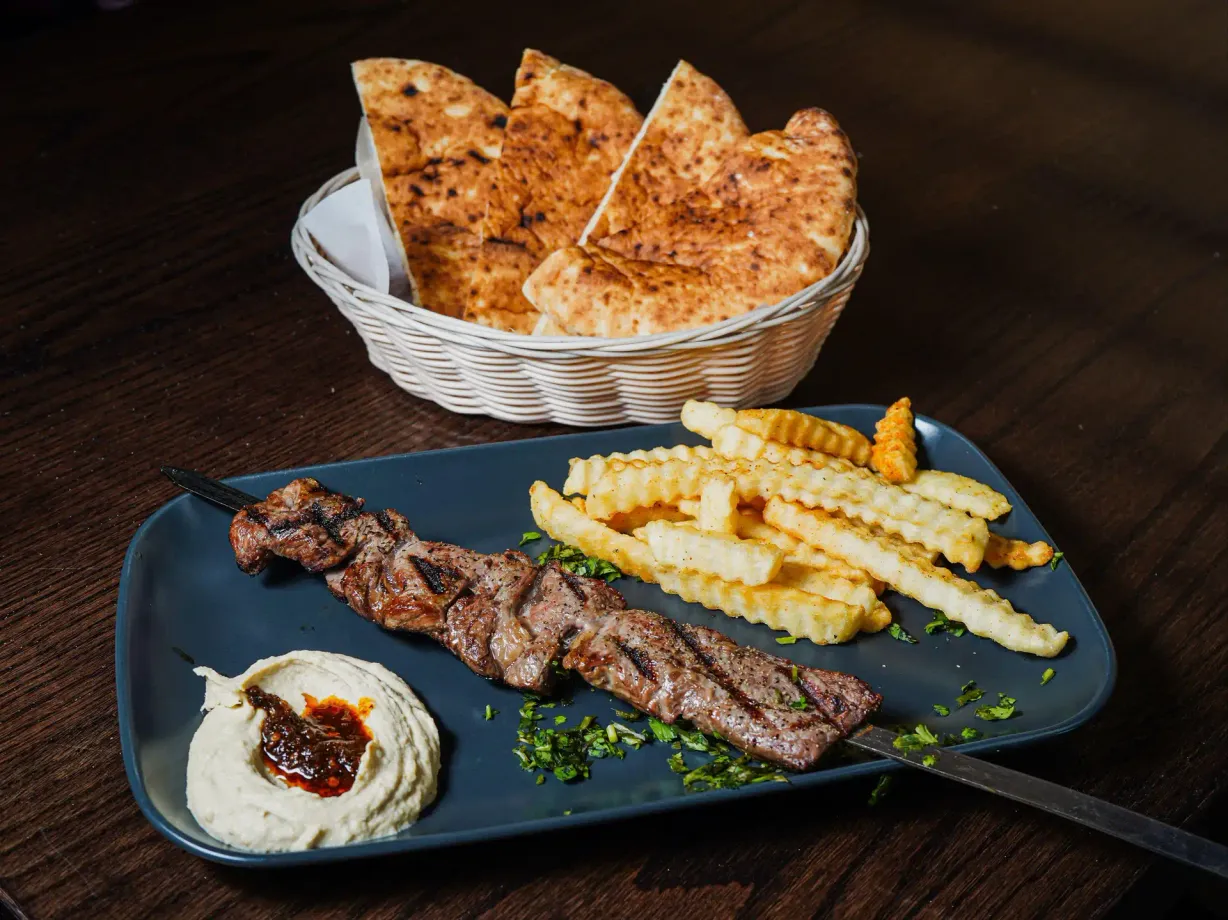 Ribeye Skewers Pita at ASLI Mediterranean Grill in Denver, CO 80224-1746 | YourMenu® Online Ordering Ribeye Skewers Pita at ASLI Mediterranean Grill in Denver, CO 80224-1746 | YourMenu® Online Ordering