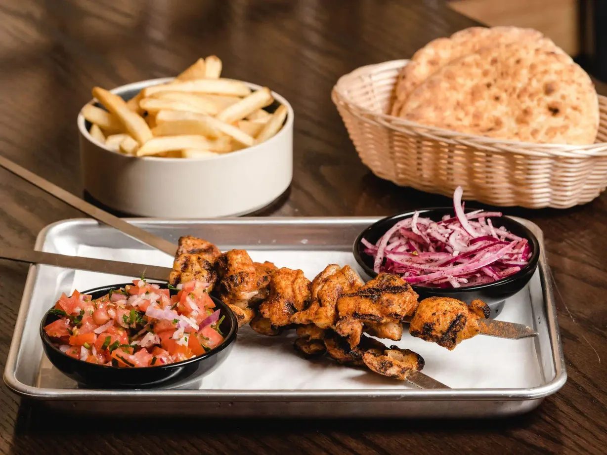 Chicken Skewers Plate at ASLI Mediterranean Grill in Denver, CO 80224-1746 | YourMenu® Online Ordering Chicken Skewers Plate at ASLI Mediterranean Grill in Denver, CO 80224-1746 | YourMenu® Online Ordering