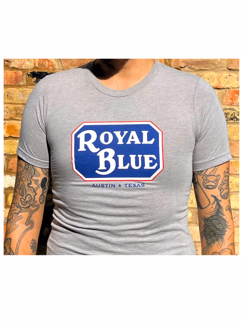 RBG Heather Gray Sign T-Shirt at Royal Blue Grocery 3rd Street in AUSTIN, TX 78701 | YourMenu® Online Ordering
