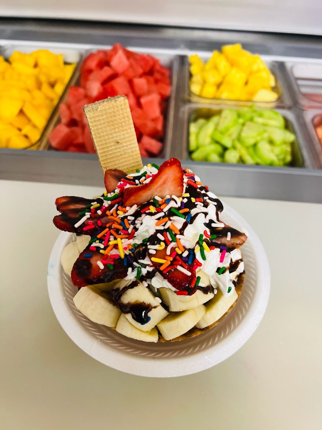 Banana Split at Yoyi's Fruity-Land in San Marcos, TX 78666 Banana Split at Yoyi's Fruity-Land in San Marcos, TX 78666